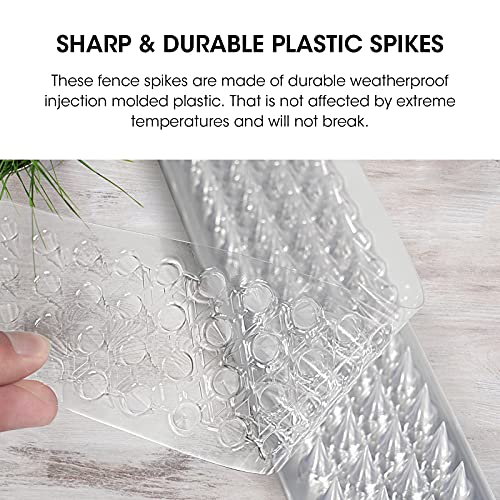 Touri 24 Pcs Clear Transparent PVC Bird Spike Strips | For Outside Fences And Roofs, Keep Birds Pigeons Cats Squirrels and Raccoons Away, Prevent Birds from Building Nest - size: 33.4 Feet