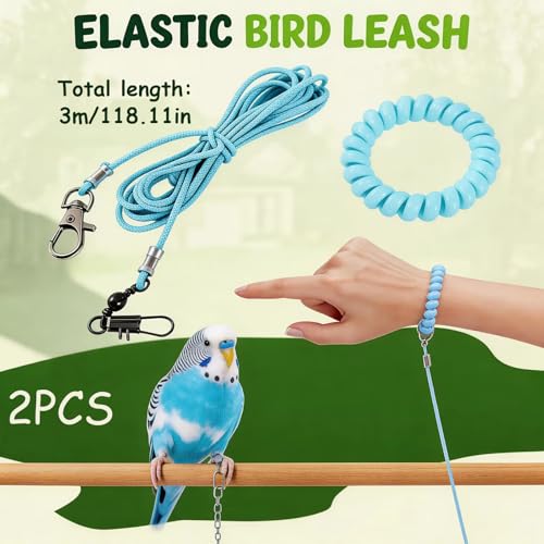 Bird Leash, 3-Meter Long, with Size 4 Foot Loop for Small Budgie and Lark, Lightweight Training Lead for Outdoor Use