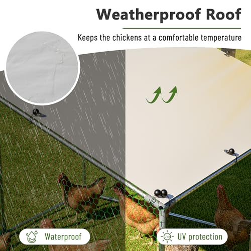 Metal Chicken Coop 7x6.6x6ft Walk-in Poultry Cage for 5-10 Chickens Chicken Run Hen Rabbit Duck House with Waterproof Cover for Outdoor Farm Use - size: 84.0"L x 79.2"W x 72.0"H