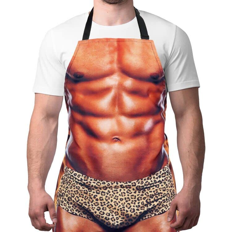 Funny Men Cooking Grilling Aprons Muscles Guy BBQ Funny Gag Gifts for Christmas, White Elephant Gift Exchange (Muscleman, One Size) - color: Muscleman