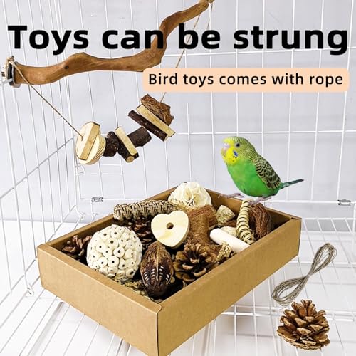 Bird Foraging Toys Parrot Chew Shredding Toy Parakeet Cage Accessories | Natural,Box Packaging,Cockatiel Toys,for Parakeets Cockatiels Conures Lovebirds,Helps Reduce Stress & Cage Boredom - color: Natural