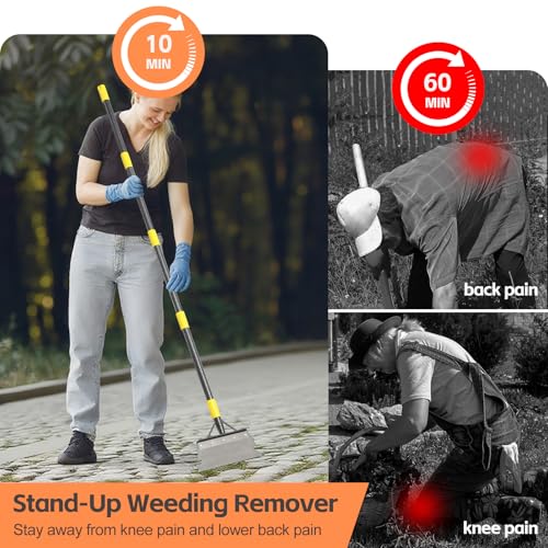 Floor Scraper Long Handle - Weed Scraper Tool,Multifunctional Garden Cleaning Flat Shovel,Heavy Duty Metal Sharp Blade for Lawn Edging,Sidewalk Weeding,Driveway Steps Snow Shovel Ice Removal 60" - size: 60"