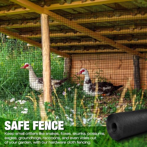 Tatuo Hardware Cloth 1/2 Inch 24in x 150ft Hot Dip Galvanized After Welded Cage Mesh Rolls 21 Gauge Metal Chicken Wire Roll Wire Fencing Poultry Netting for Raised Garden Rodent Animals - color: Black, size: 24in X 150ft
