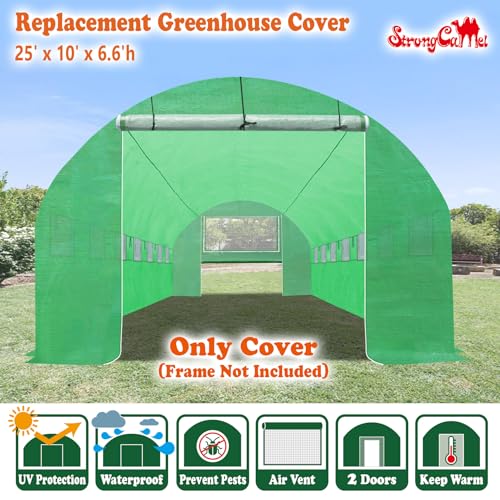 Replacement Greenhouse Cover for Walk in Greenhouse Frame Green House Top Cover (Frame NOT Included) (25 X 10 X 6.6ft) - size: 25 X 10 X 6.6ft