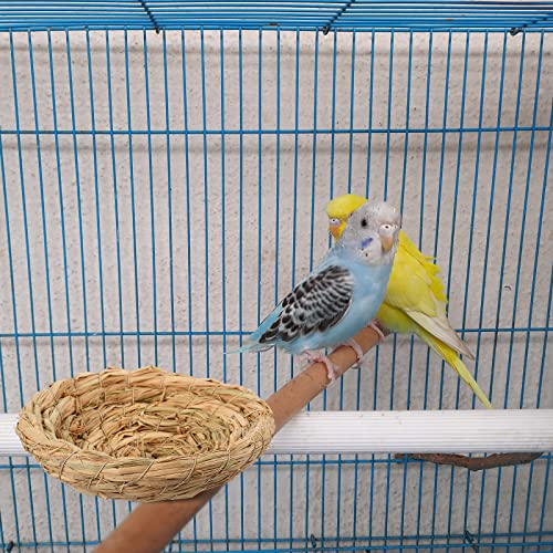 Patelai 4 Pcs Bird Nest Handmade Woven Flat Base Dove Bird House Breeding Nest Small Animal Cage Accessories for Pigeon Parrot Budgie Parakeet Cockatiel Hamster Gerbil Pig(3.54-4.72 Inch) - size: 3.54-4.72 Inch