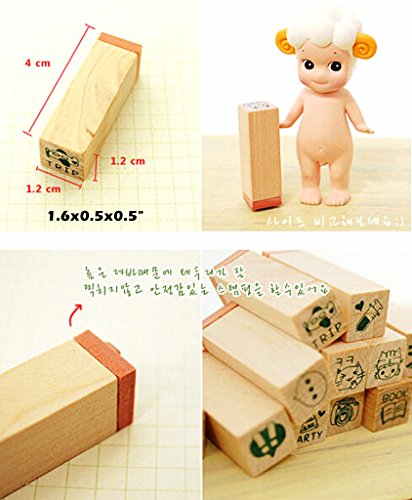 Diary Stamp Set,Wooden Rubber Signet for Children DIY Scrapbooking Card Making(25pcs,Happy Life) - color: Happy Lives(25pcs)
