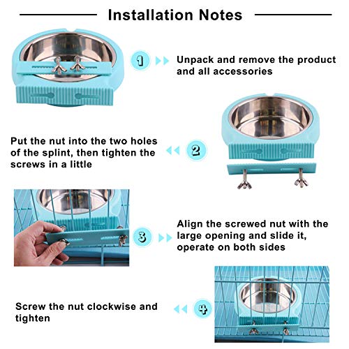 Crate Dog Bowl Removable Stainless Steel Water Food Bowls Cage Coop Cup for Cat Puppy Bird Pets (Large, Green with Corrugated Clip) - color: Green with Corrugated Clip, size: Large