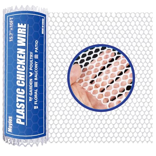 15.7in*10ft White Plastic Chicken Wire Mesh | Ideal for decorative fences, poultry, rabbits, dogs, garden beds, balcony screens, floral guards & DIY.Easy to cut and bend - color: 10ft White