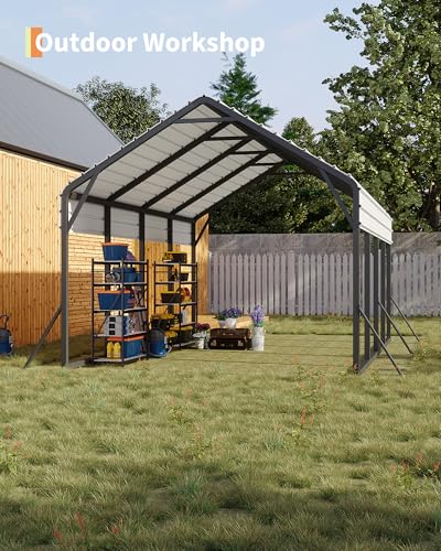 GarveeLife 13 ft x21 ft x11 ft Oversized Metal Carport, Steel Heavy Duty Car Ports for All-Weather, Tall Carport for Full-Size Pickup Trucks, Boats, and Tractors, N.W. 660 LBS