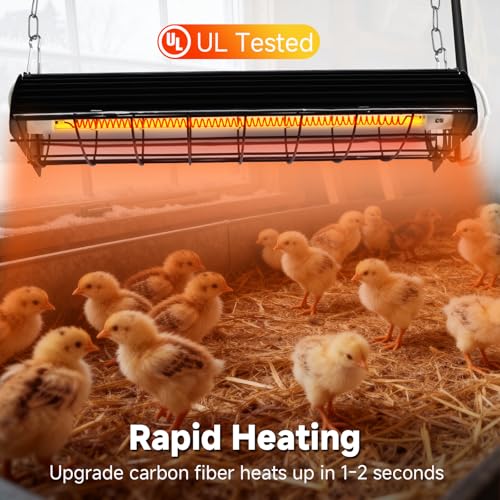 400W Heat Lamp for Chickens Upgraded 12000H Large Chicken Coop Brooder Heater Carbon Fiber Bulb Waterproof Adjustable 2 Mode Temp Safe Design for Chicks Poultry Pets 2 Pack(Extra Large) - size: Extra Large(Includes 2 Frames + 2 Tubes)