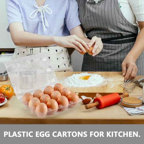 60PCS Plastic Egg Carton Reusable Egg Cartons Cheap Bulk for Large Eggs | 1 Dozen Blank Egg Tray Clear Egg Container Holder for Refrigerator Home Ranch Chicken Farm Commercial Market Display - size: 60Pack-3x4 Grids