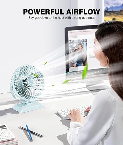 JZCreater USB Desk Fan, USB Fan Mini, 360 Rotation Desktop Fan with 3 Speed, Table Personal Cooling Fan, Quiet Mini Desk Fan, USB Powered, Small Fan for Home Office Bedroom Car Travel,Green - color: 282-Green