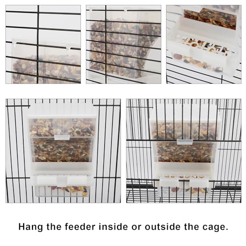 Hypeety Automatic Bird Feeder No Mess Parakeet Cage Seed Food Dispenser | Seed food container perch, anti-scatter design, auto clear acrylic food bowl, easy to hang and clean, for small/medium birds