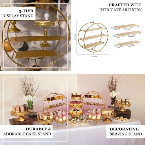 Efavormart 3-Tier Metal Round Cupcake Stand 21" Matte Gold - Durable Contemporary Dessert Holder Appetizer Display for Upscale Events Banquets & Gatherings - color: Gold, size: 3-Tier 21" Round