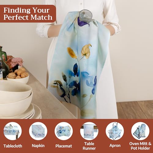 Maison d' Hermine Kitchen Towels Set of 3 Reusable 100% Cotton 27.50" x 20" | Cloth Tea Dish Towels Absorbent with Hanging Loop for Kitchen Dining Wedding Hotel Home Spring Summer - Lazy Summer Days - color: 042 - Lazy Summer Days