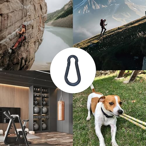 24Pcs M4 1.58 Inch Black Carabiner Clip, Heavy Duty Spring Snap Hook Rope Connector for Camping, Hiking, Fishing, Dog Leash, Bird Feeders(220 lbs Capacity)
