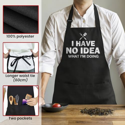 SANDJEST Funny Mens Aprons with Pockets for BBQ Grilling Cooking Grandpa Husband Apron for Birthday Christmas Father's Day - color: Grilling/Bbq 1