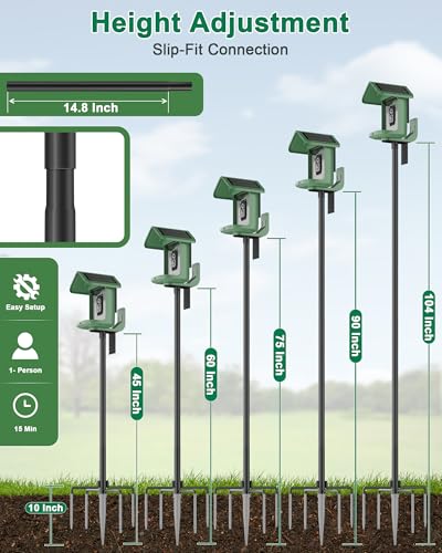 Bird Feeder Pole – 104 Inch Height Bird House Pole with 1-Inch Dia Heavy Duty for Birdfeeders, Feeding Stand with Mount Kit for Outdoor, Slip-Fit Connection, Black - color: Black, size: 104 Inch