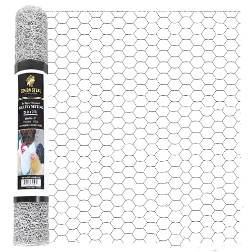 Chicken Wire 24 in x 25 FT x 2” Mesh x 20GA | Poultry Wire Netting | Hot Dipped Galvanised | Hexagonal Galvanized Mesh for Chicken Coop, Rabbit Cage, Fence Barrier PM24x25x2 - style: 24 in x 25 FT x 2 in