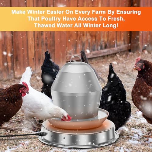 ZenxyHoC 11in Chicken Water Heater for Drinker, 110W Heated Base | Poultry Waterer Heated for Metal Drinking Fountains