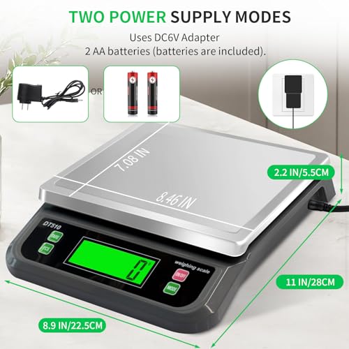 Large Digital Kitchen Scale40kg Stainless Stee with 6 Unit Tare PCS Funtion | Food Scales 88lbs with LCD Display for Baking, Bread, Cooking, Meat, Vegetables, Farm with Adapter Grey - color: Grey-40kg, size: Grey-40kg