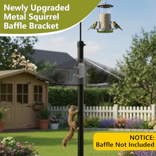 Stainless Steel Squirrel Baffle Bracket, Rustproof Chew-Proof Holder for Bird Feeder Pole 0.7"-1.25", Easy Install Outdoor Garden Accessory