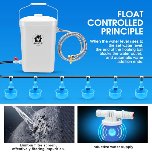 Automatic Chicken Waterer Float Controlled, 3 Gallons Poultry Waterer Dispenser with Hose Attachment, Poultry Automatic Drinking Accessories for Chicks, Duck, Goose, Turkey - size: 3 Gallon with soft tube