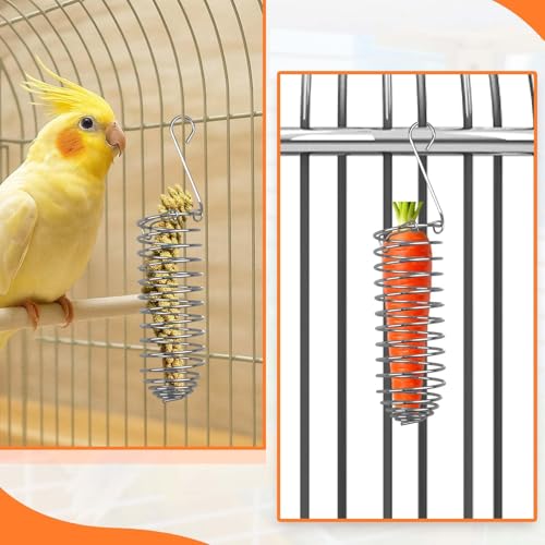 2 Pack Millet Spray Holder for Parrots, Parakeet Treat Sticks Feeder, Natural Millet Treats and Crunch Bars for Birds, Includes Cuttlebone and Calcium Block for Active Beak Chewing and Play