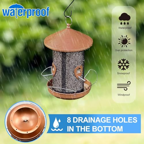 Large Bird Feeders for Outside: 3-5LB Capacity Seed Feeding | 12.6inch Easy Hanging for Tree Garden Yard Outside Decor Cardinal Finch - Gardening Gifts for Women Men
