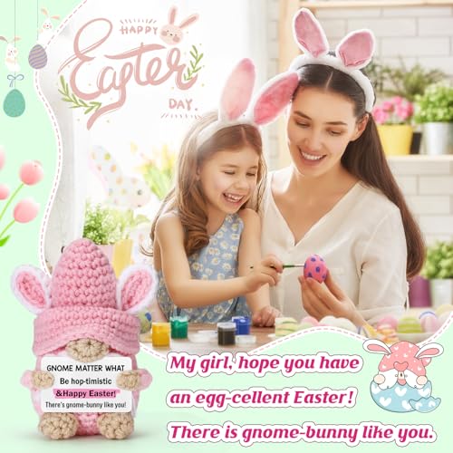 Easter Basket Stuffers for Teens - Cute Easter Basket Essentials | Handmade Crochet Easter Gnomes, Bunny Decorations Decor, Egg Fillers Funny Easter Gifts for Girls Boys Adults Women