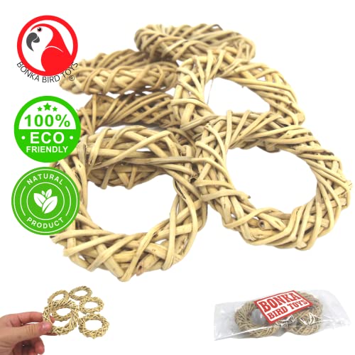 3331 Pk6 Medium Vine Wreaths Foot Talon Craft Part Bird Toy Natural Ring Woven Twist Cockatiels Parakeets Conures and Other Similar Birds