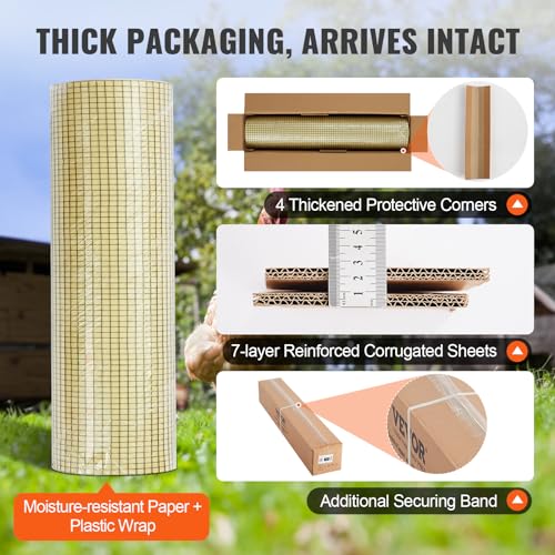 VEVOR Hardware Cloth, 36'' x 100' 1/2inch Galvanized Wire Mesh Roll, 19 Gauge Chicken Wire Fencing Roll, Vinyl Coating Metal Wire Mesh for Chicken Coop Barrier, Rabbit Snake Fences, Poultry Enclosures - size: 1/2inch 36'' x 100'