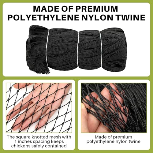 25 x 25 ft Aviary Bird Netting Chicken Netting Commercial Grade Heavy Duty Knotted 1 inch Mesh for Chicken Coops Poultry Blueberries Fruit Trees Net Aviary Garden - size: 25 x 25ft, 1 inches