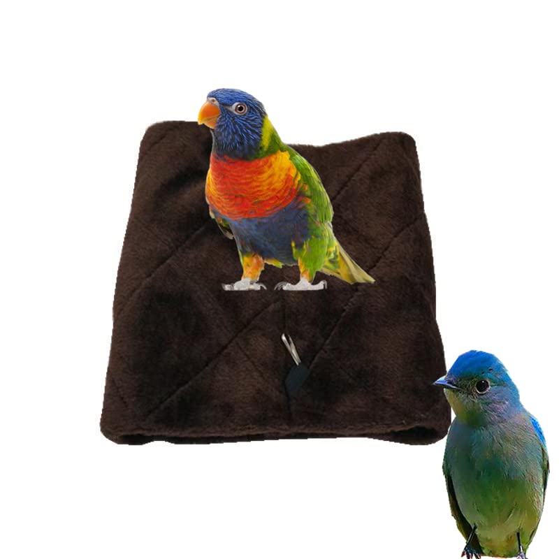 2 Pack Warm Bird Nest House Plush Birds Hut Bed Hanging Hammock Sleeping Bed Plush Hanging Snuggle Cave for Pet Parrot Parakeet Cockatiel Conure Cockatoo African Grey Macaw (Brown&Grey) - color: Brown and Grey