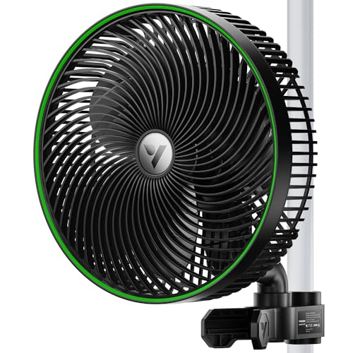 VIVOSUN AeroWave E9 Grow Tent Auto Oscillating Clip Fan, 9" Fan,1-Pack | EC Motor, Smart Wifi Control, Weatherproof IP54, Strong Airflow, US Patented Clip Fan, 9 inch Grow Fan for Hydroponic Cooling - size: 9" Clip Fan-1 Pack