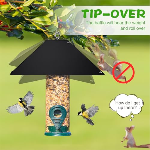 Briwooody 2 Pack 16 Inch Metal Hanging Squirrel Baffle for Bird Feeders Squirrel Proof Guard Outdoor Hanging Bird Feeder Baffle to Deter Squirrels or Small Animals, Fits Shepherd's Hook