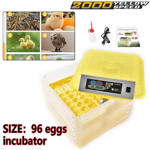 CROSSDESIGN Automatic Digital Egg Incubator Poultry Hatcher Machine Breeder | w/Temperature Control & Auto Turning for Hatching Chicken Duck Goose Quail Birds 96 Eggs - size: 96 Eggs