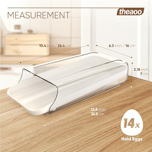 theaoo Egg Holder for Fridge, Automatic Rolling Egg Container, White, 1Pack | Quick Removable Inner Tray For Easy Egg Loading. Stackable Egg Dispenser For Refrigerator Storage And Organization - color: White, size: Pack of 1