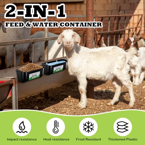 3 Pack Chicken Feeder, Duck Feeder Supplies, Hanging Fence Feed Trough with Clips for Goat, Sheeple, Piglet, Gooses, Turkeys, Dog Livestock Poultry, 8 Quarts in Total, Feed Scoop Included, Black - color: Black 3pcs
