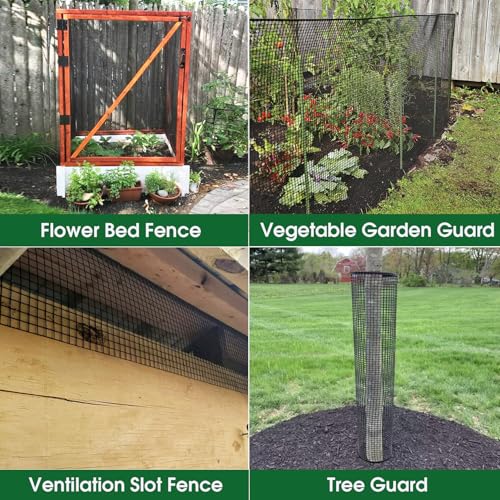 HOPERAN Black Hardware Cloth 1/2 Inch 48 x 100 Ft 19 Gauge Chicken Wire | Vinyl Coated, PVC Coated Welded Mesh Roll, for Garden Fencing Gopher Wire Rabbit Cage Poultry Netting - size: 1/2inch 48in×100ft