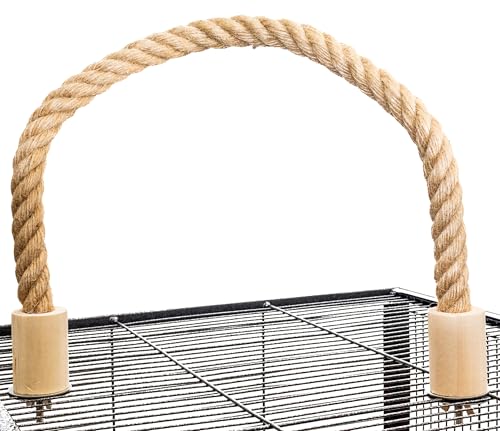 Bird Rope Perch for Parrots, Bendable Natural Jute Boing with Pine Wood and Stainless Steel Mount, Cotton Alternative, Cage Accessory for Parrots (Brown, 2 feet) - size: 2 feet