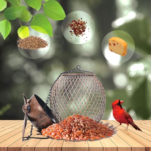 Bird Feeder for Outdoor, Squirrel Proof Metal Wild Bird Feeder Decoration for Hanging Outside Garden Yard, Cute Cat-Shaped