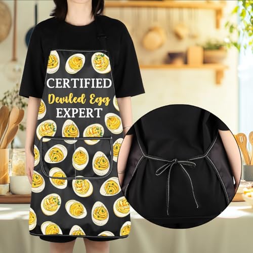 VAMSII Deviled Eggs Lover Gift Certified Deviled Egg Expert Apron With Pockets Egg Enthusiast Kitchen Gift