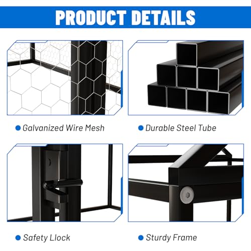 NUGRIART Metal Chicken & Duck Coop with Run – 79”x40”x40” Waterproof Poultry Cage, Portable Chicken Run, Ideal for Chicks, Hens & Ducks - size: 79"L x 40"W x 40"H