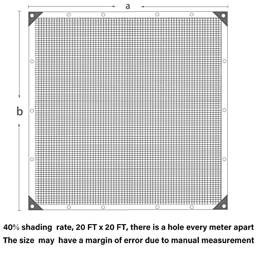 winemana 40% Black Shade Cloth, 20 x 20 FT Durable Mesh Tarp with Grommets, Resistant Garden Sun Shade Netting, Shading Antifreezing for Pergola, Greenhouse, Plants Growing, Chicken Coop - size: 40%-20 FT x 20 FT