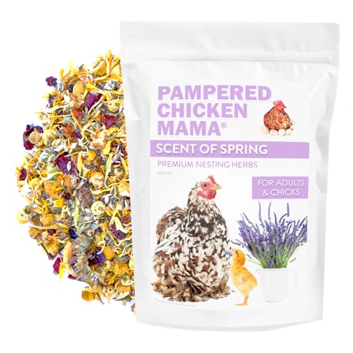Pampered Chicken Mama Floral Nesting Herbs for Chickens (16 Ounces/1 Pound) | Relaxation Blend for Chick Brooder Box, Chicken Coop Bedding | Scent of Spring - size: 1 Pound (Pack of 1)