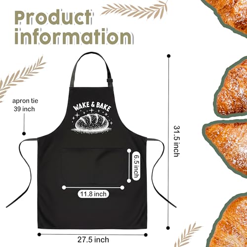 Wake & Bake Sourdough Apron for Women with Large Pockets - Funny Baking Aprons, Adjustable Professional Kitchen Apron for Bread Making, Grilling - Unique Sourdough Gifts for Bakers & Moms - C19 - color: Wake & Bake