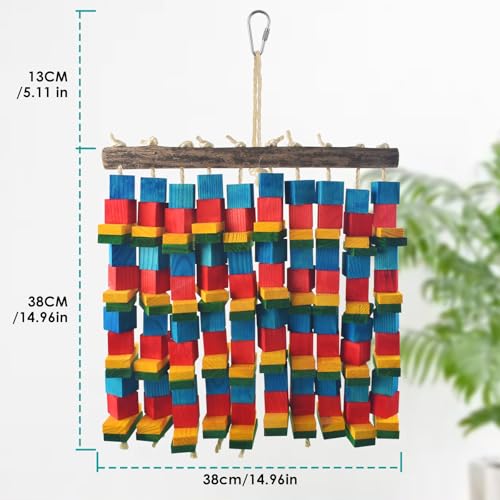 DBNESS Extra Large Bird Toys, 20inch XL Macaw African Grey Parrot Chewing Toys, Natural Wooden Block Knots Tearing Toy Parrot Cage Accessories for Big Birds - style: Extra Large 10 Strings