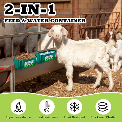 3 Pack Chicken Feeder, Duck Feeder Supplies, Hanging Fence Feed Trough with Clips for Goat, Sheeple, Piglet, Gooses, Turkeys, Dog Livestock Poultry, 8 Quarts in Total, Feed Scoop Included, Green - color: Green 3pcs