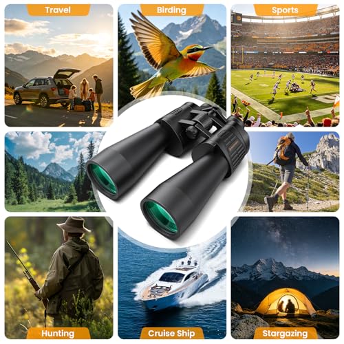 Aurosports 20x70 Binoculars for Adults High Powered Cruise Ship Binocular | Low Light Vision, Large View, Bird Watching, Hunting, Hiking, Stargazing, FMC BAK4 Prism, Gifts for Men